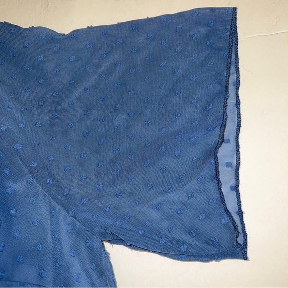 BTFBM Polka Dot Ruffle Surplice V-Neck Short Sleeve Dress In Teal NWT Sz XL - Picture 9 of 15